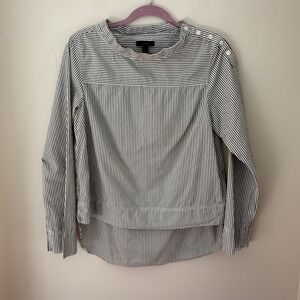 J. Crew Striped Long‎ Sleeve Top Womens Size 6 Button Detail Casual
